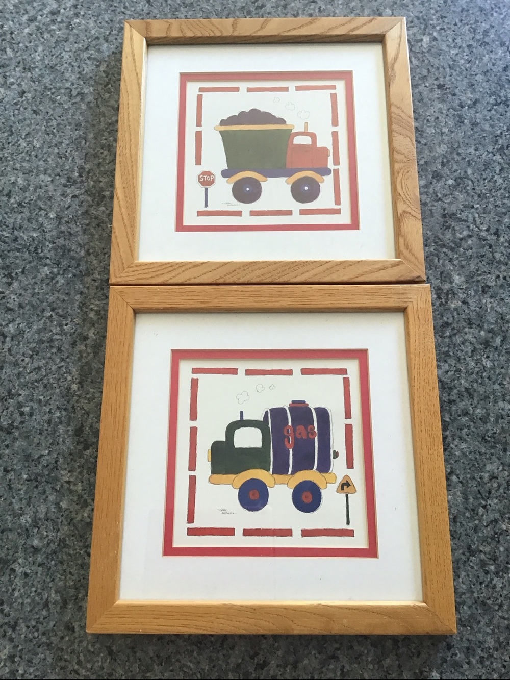 Trucks and Cars Pictures Prints Carol Robinson Kid’s Room Decoration Wood Frame